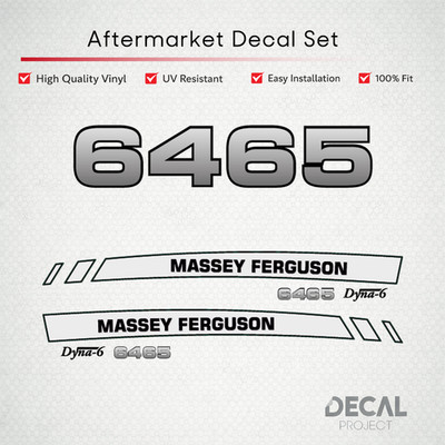 Massey Ferguson 6465 Decal Kit - Premium Dyna-6 Hood Graphics Restoration Set