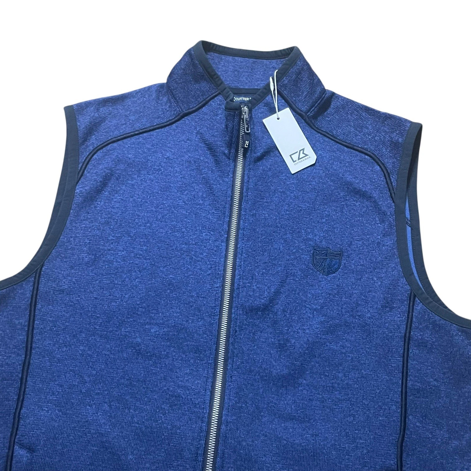 NWT Cutter & Buck Vest Mens Large Navy Fleece Full Zip Ballantyne Country Club