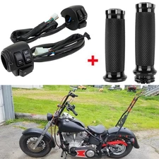 1 Inch Motorcycle Handlebar Control Switches + Hand Grips For Harley 1996-2012
