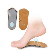Leather Orthotic Inserts with Metatarsal Pad, 3/4 Arch Support Insoles Shoe a...
