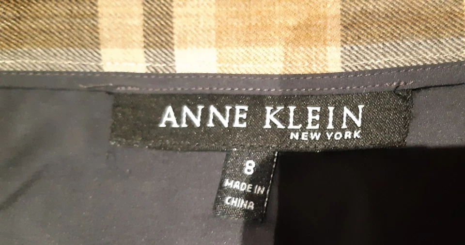 Falda Lápiz Coqueta Vintage Anne Klein Midi Lana Cuadros Cuadros Carrera Trabajo Oficina Foto 4 de 4
