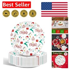 50 Count 8.5" Christmas Paper Plates - Perfect for Desserts and Festive Feasts