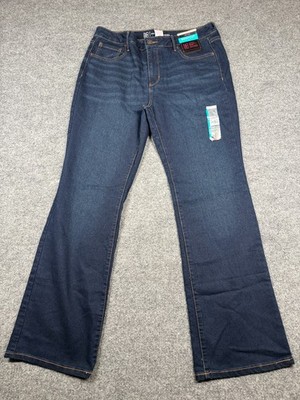 NWT No Boundaries Mid Rise Bootcut Jeans W 17 Blue Denim Stretch Dark Washed