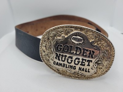Steinbock Echtleder Gürtel Golden Nugget Spielhalle Herren 34'' Western Style