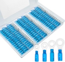120 PCS 14 16 AWG Heat Shrink Ring Terminals Color: 16-14 AWG