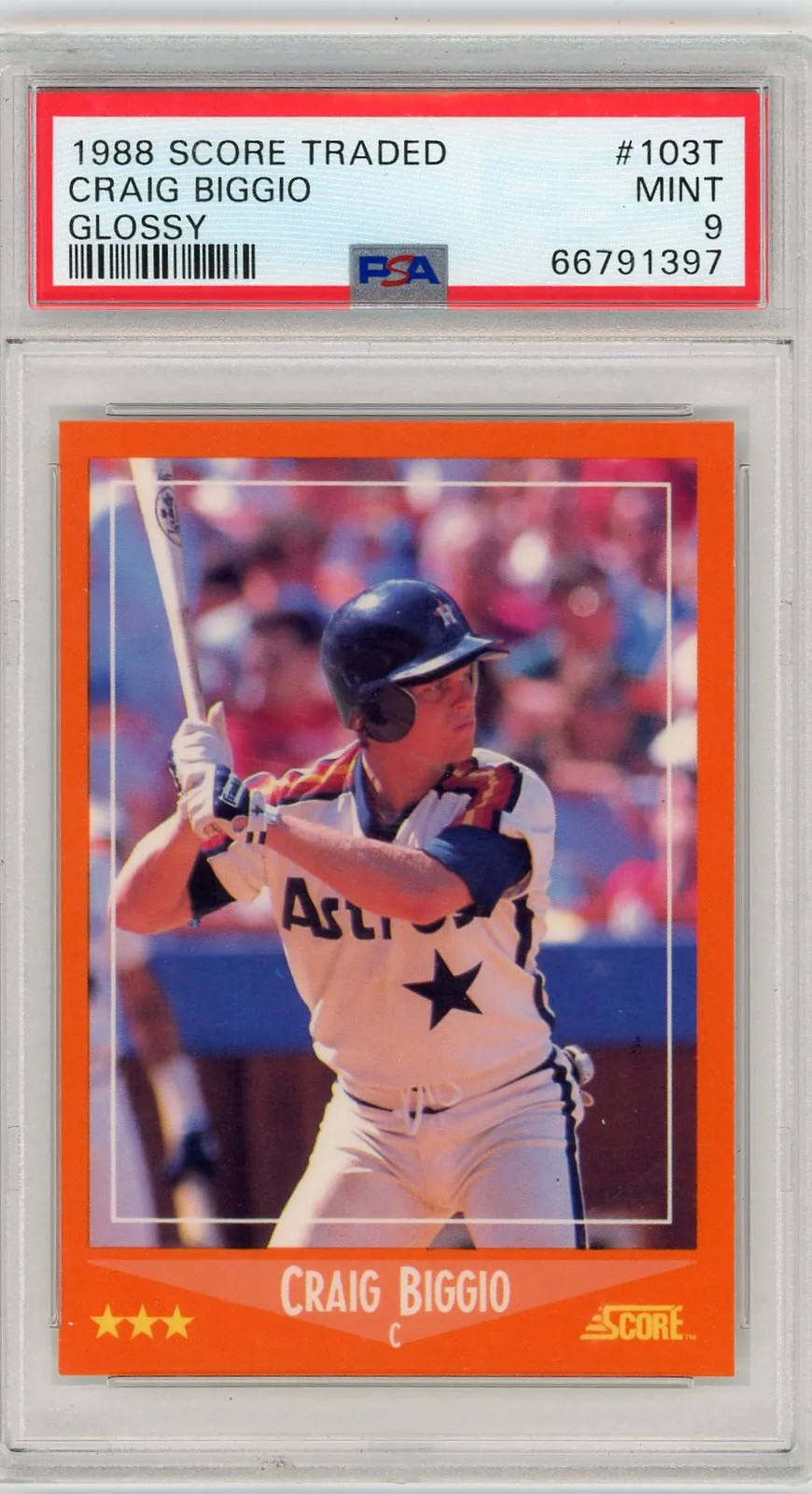 1988 Score Traded Craig Biggio #103T Glossy PSA 9