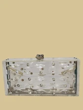 1960s Wilardy Clear Acrylic Lucite Clutch Box Rhinestones – Vintage Mid Century 