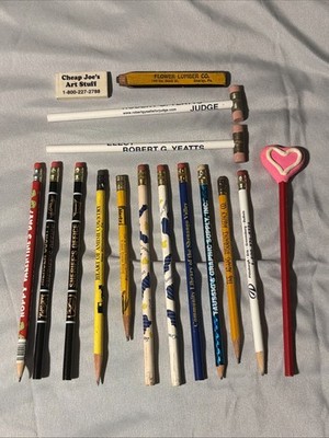 Lot Vintage Advertising Pencils Sheriff Library Lumber Hertz Amish PA 1980s