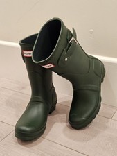NEW HUNTER SIZE 6 WOMEN'S ORIGINAL SHORT WATERPROOF RAIN BOOTS HUNTER GREEN