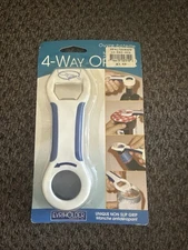 New VTG Evriholder 4 Way Opener 1pk Bottle Can Jar Opener, NOS unopened White