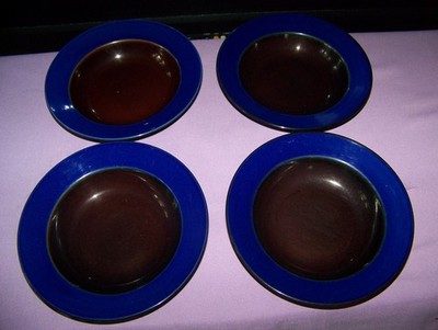 Lindt Stymeist Lot Of  4  Colorways 9'' Salad Dessert Lunch Plates Blue  / Brown-