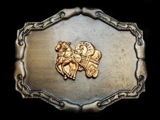 MJ09115 VINTAGE 1970s  COVERED WAGON  OLD WEST BELT BUCKLE