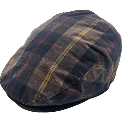 Schottenkaro Wachs Flatcap - wasserdicht 100% Baumwolle Wachs - bequem atmungsaktiv