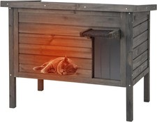 Insulated Wooden Cat House w/ All-Round Foam Insulated Double Room Outdoor