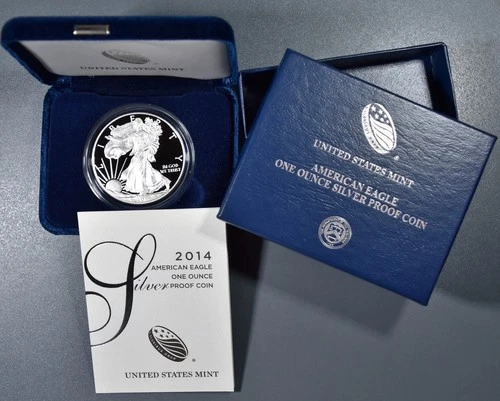 2014-W $1 AMERICAN SILVER EAGLE PROOF  1 oz .999 GEM PROOF w/OGP & COA  A6772