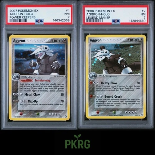 2006 Aggron Holo Pokemon EX Legend Maker PSA 7 And EX POWER KEEPERs HOLO 1 PSA 7