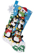 Bucilla 18" Stocking Felt Applique Kit Penguin Tree Trimming 89598E