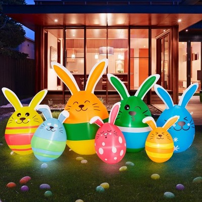 CAMULAND Easter Inflatables, 5.9 FT Blow Up Eggs Decor with Multi-color 