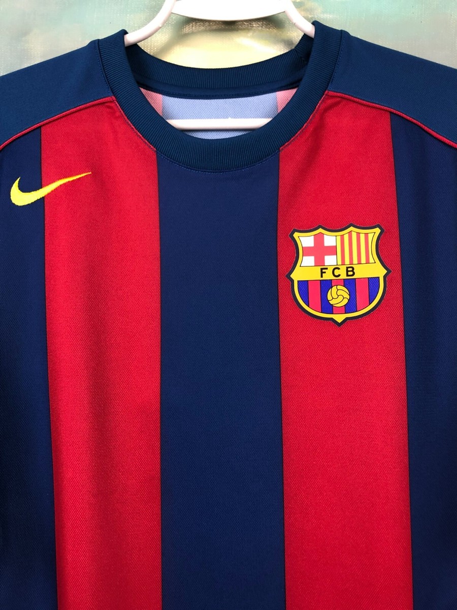 Barcelona Home football shirt 2004 Soccer #7 Larsson Nike Jersey