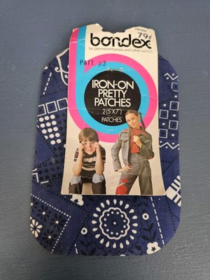 Vintage Bondex 2 Iron On Patches 5x7 Never Used Blue White Hankerchief Design 