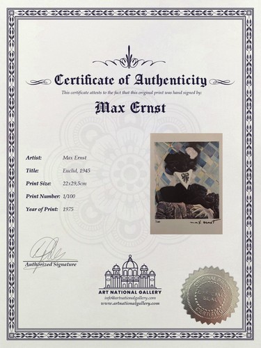 MAX ERNST ORIGINAL SIGNED LITHOGRAPH, COA AND APPRAISAL FOR $3,500 USD. - Picture 5 of 12