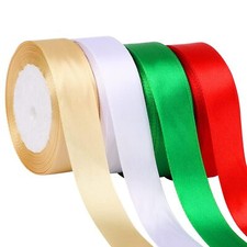 Christmas Ribbons 4 Rolls 1 Inch 100 Yards Red Green Gold White Holiday