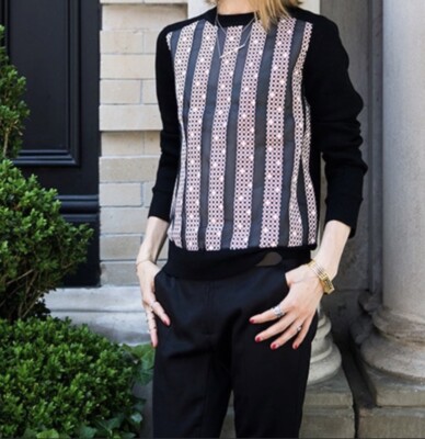 Tory Burch Silk Panel Sweater Merino Wool Size XS Kimba