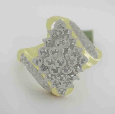 ECHTER 0,50 kt DIAMANTEN COCKTAIL VERLOBUNGSRING 10 K GOLD - kostenloses Zertifikat