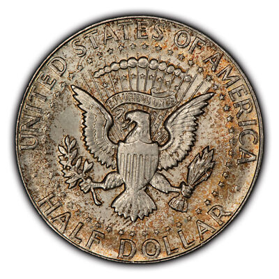 1964 50c Kennedy Silver Half Dollar - Neon Sunset Toning - SKU-H2442