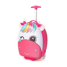 Kids Rolling Luggage Children Hard Cabin Shell Carry On Suitcase Flashing Wheels