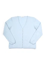 Hawick Pure Cashmere Cardigan Sweater in Blue Made in Scotland Size L