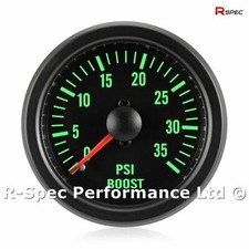 Kit misuratore di pressione boost viso nero 52 mm verde tradizionale 35 PSI turbo diesel nero 