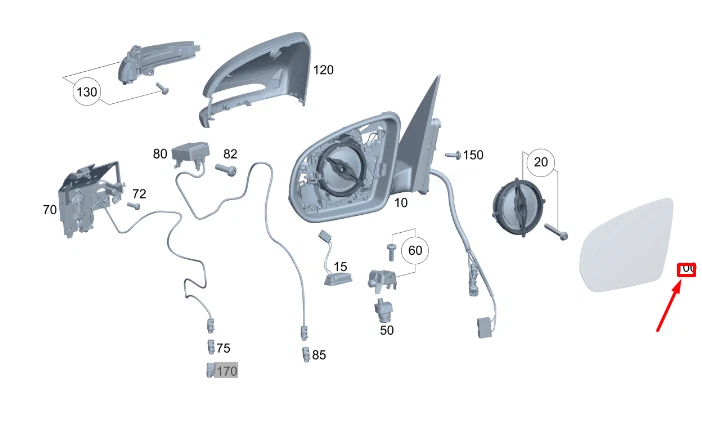 MERCEDES BENZ GLA H247 Front Left Door Mirror Glass A0998103300 NEW GENUINE