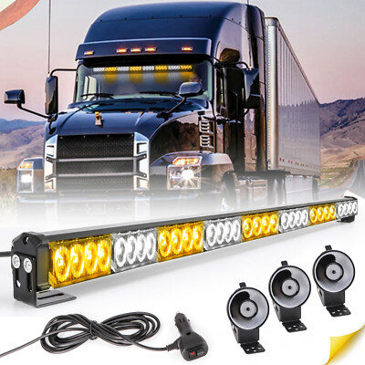 35'' 32 LED Amber White Traffic Advisor Strobe Light Bar Emergency Hazard Warning