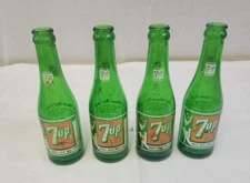 ONE - Vintage 7-Up Glass Bottle Green ACL Duraglas NAPOLEON, OHIO Fresh Up 7 oz