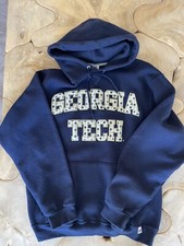 Georgia Tech Yellow Jackets Russell Ath Hoodie Sweatshirt Navy Pre-Owned Medium