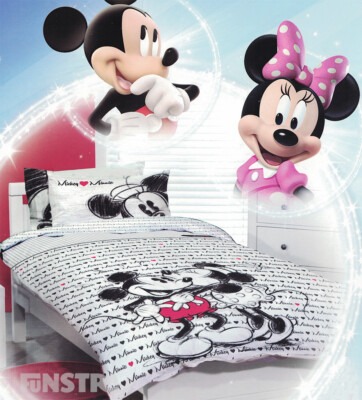 Mickey Loves Minnie Quilt Doona Duvet Cover Set Disney Bedding Mickey Mouse New