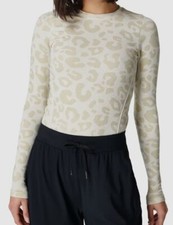  68 Sweaty Betty Women White Glisten Seamless Long Sleeve Top Size UK XS / US 4