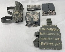 MOLLE Coyote Tactical Gear Lot - Holster Drop Leg Platform Pouches