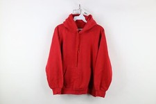 Vintage 70s 80s Streetwear Mens Medium Blank Raglan Hoodie Sweatshirt Red USA