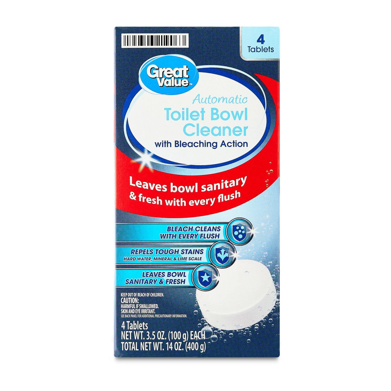 Great Value Automatic Toilet Bowl Cleaner Tablets with Bleach, 3.5 oz, 6-Count