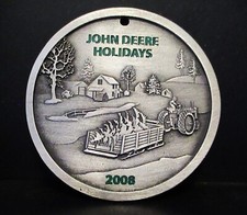 John Deere 2007 Pewter Christmas Ornament Holidays jd Xmas Sleigh Tractor Farm