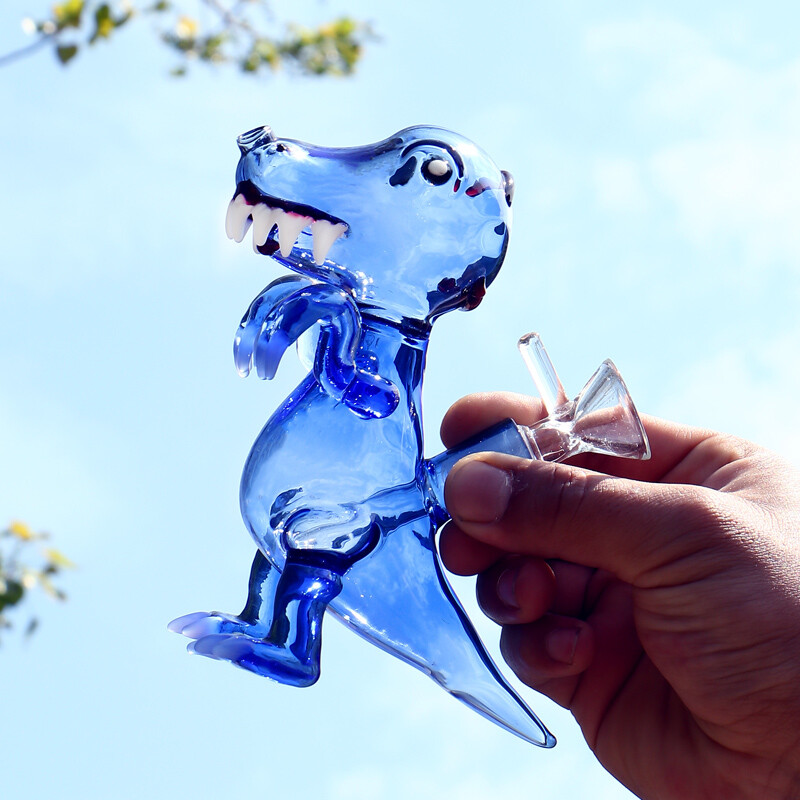 7" Glass Bong Dinosaur Alien Tobacco Smoking Water Pipe Bubbler Hookah Handmade