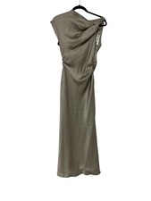 Zara Womens Midi Dress XS Caramel Tan Satin Effect Draped 2248/748 defects