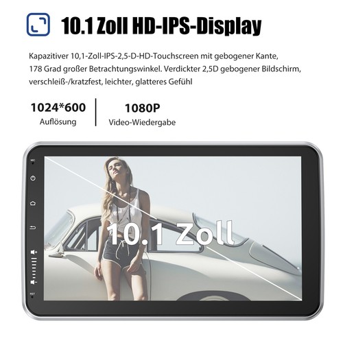 10 Zoll Android 13 1 DIN Autoradio BT IPS 360° Drehbar Bildschirm GPS NAV RDS BT - Bild 3 von 14