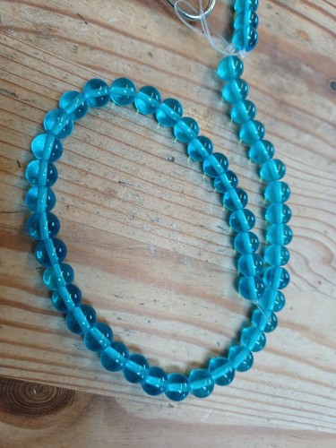 Turquoise Blue Translucent Glass Beads Round 8mm 45 Beads Per Strand 1 X Strand - Picture 3 of 4