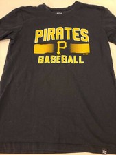 '47 PITTSBURG PIRATES BASEBALL Black Short Sleeve T-Shirt; Size L