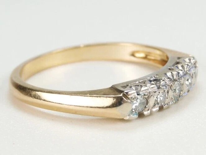 Antique 1920's Diamond Wedding Band 13K Two Tone Gold Ring Size 6.25 UK-M Deco - Image 2 of 4