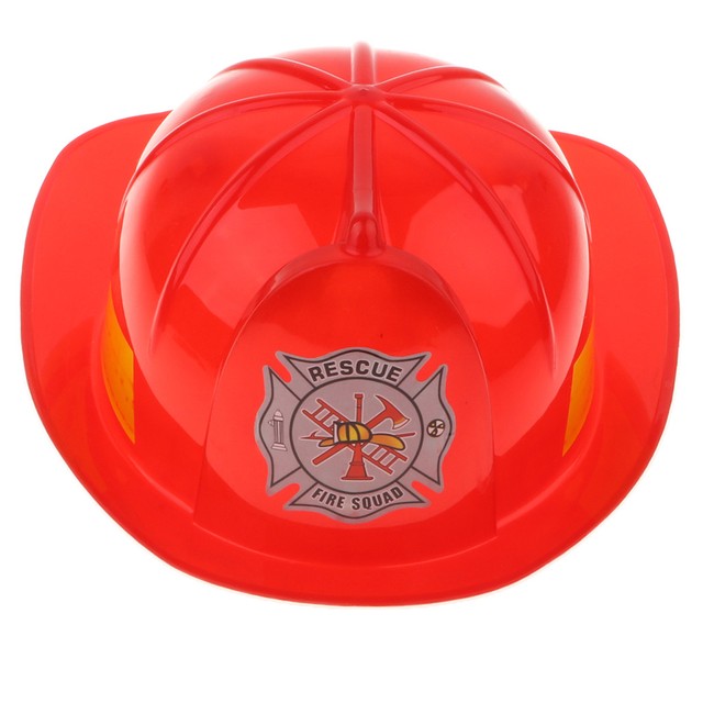 Fire Fighter Pretend Play Costume Accessories Safety Fireman Helmet Red