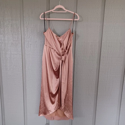 After Six Draped Midi Bridesmaid Dress Sleeveless Size 10 Color Toffee